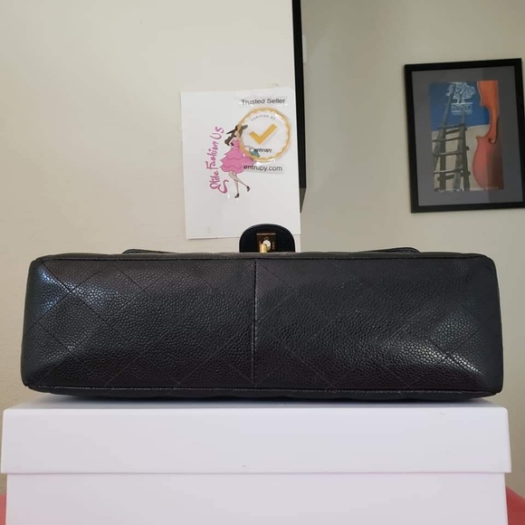 Chanel classic single flap black caviar gold hw bag jumbo - Picture 7 of 14